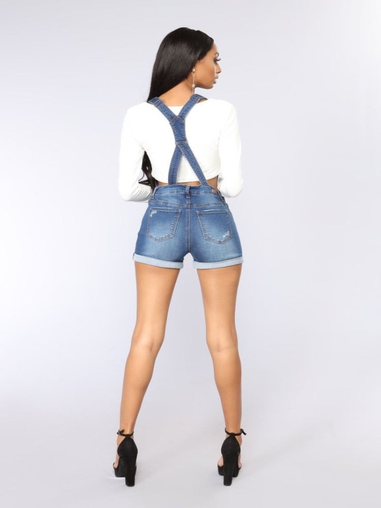 Washed Ripped Bum Denim Shorts - Thingy-London