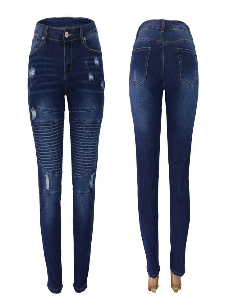 Women's Washed Blue Ripped Vintage Jeans - Thingy-London