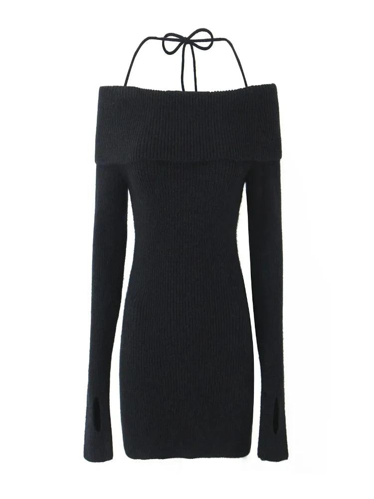 Women's Off Shoulder Knitted Bodycon Dress