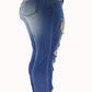 Women's Fashion High Elastic Hip Lift Ripped Jeans