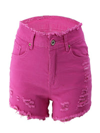 Gewassen gescheurde denim shorts met ruwe zoom