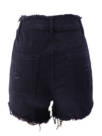 Gewassen gescheurde denim shorts met ruwe zoom