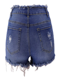 Gewassen gescheurde denim shorts met ruwe zoom