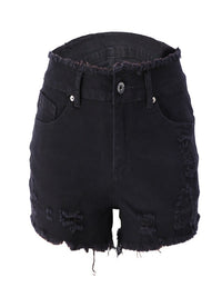 Gewassen gescheurde denim shorts met ruwe zoom