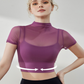 Stylish Mesh Breathable Small Round Neck Short Sleeves Crop Top