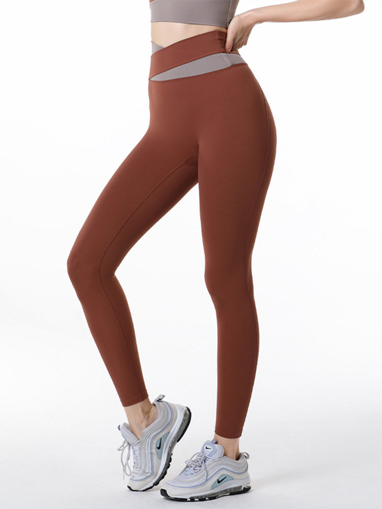 High Waist Contrast Patch Detail Yoga Pants