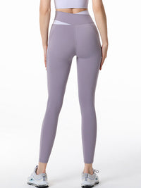 Yogabroek met hoge taille en contrasterende patchdetails