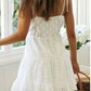 White Lace Sleeveless Summer Dress Women Hollow Out Embriodery Sundress Casual Button Beach Boho Vintage Short Dress