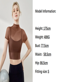 Stylish Mesh Breathable Small Round Neck Short Sleeves Crop Top