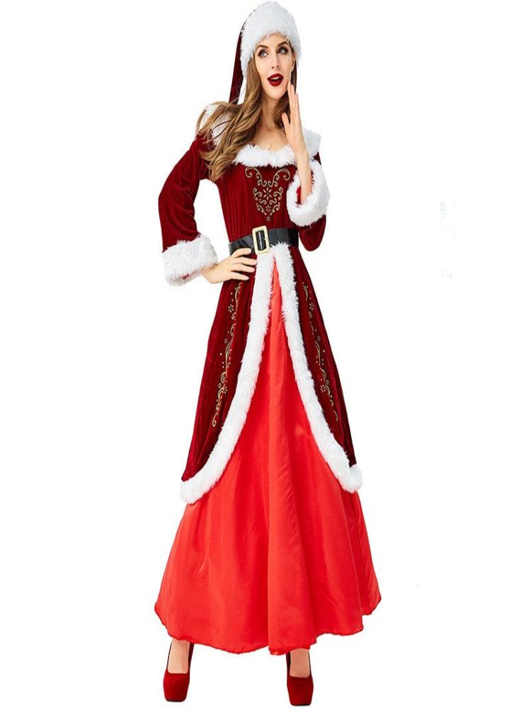 Elegant Women's Santa-Inspired Christmas Gown