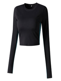 Long Sleeve Sports Crop Top with Underarm Contrast Stripe