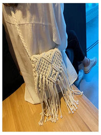 Mini sac à main en Crochet à franges pour femmes, sac de plage fait à la main, mode coréenne, vacances d'été