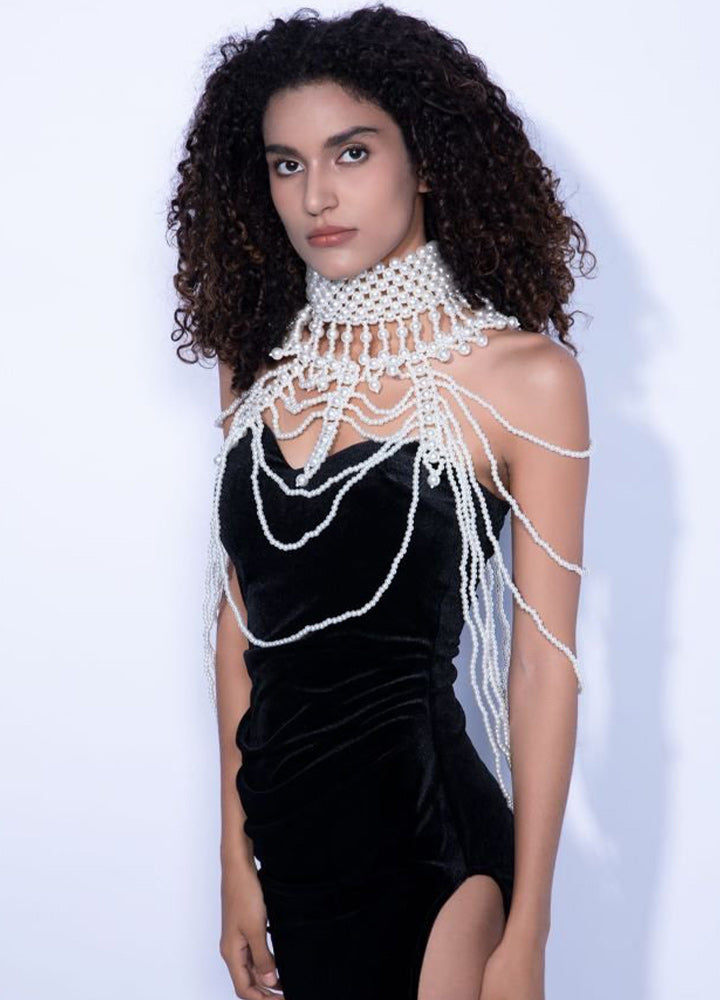 Women Pearl Shawl Necklaces Body Chain Sexy Beaded Collar