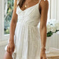 White Lace Sleeveless Summer Dress Women Hollow Out Embriodery Sundress Casual Button Beach Boho Vintage Short Dress