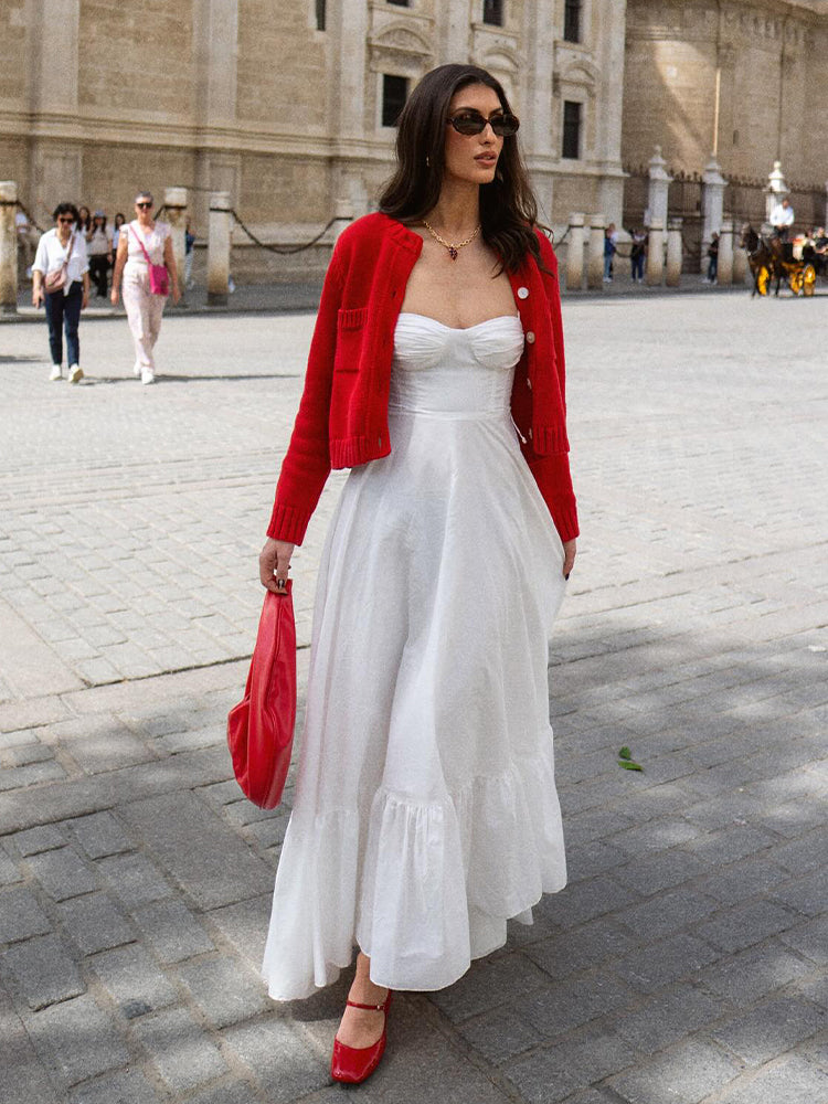 Robe d'été longue longue en blanc