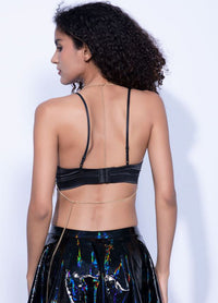 Chaîne de corps à paillettes pour femmes, Sexy, pompon multicolore, soutien-gorge licou, chaîne de Bralette