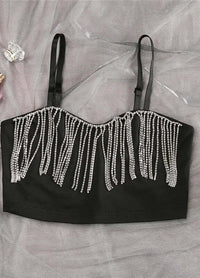 Diamond Tassel Sleeveless Bralette Crop Tops