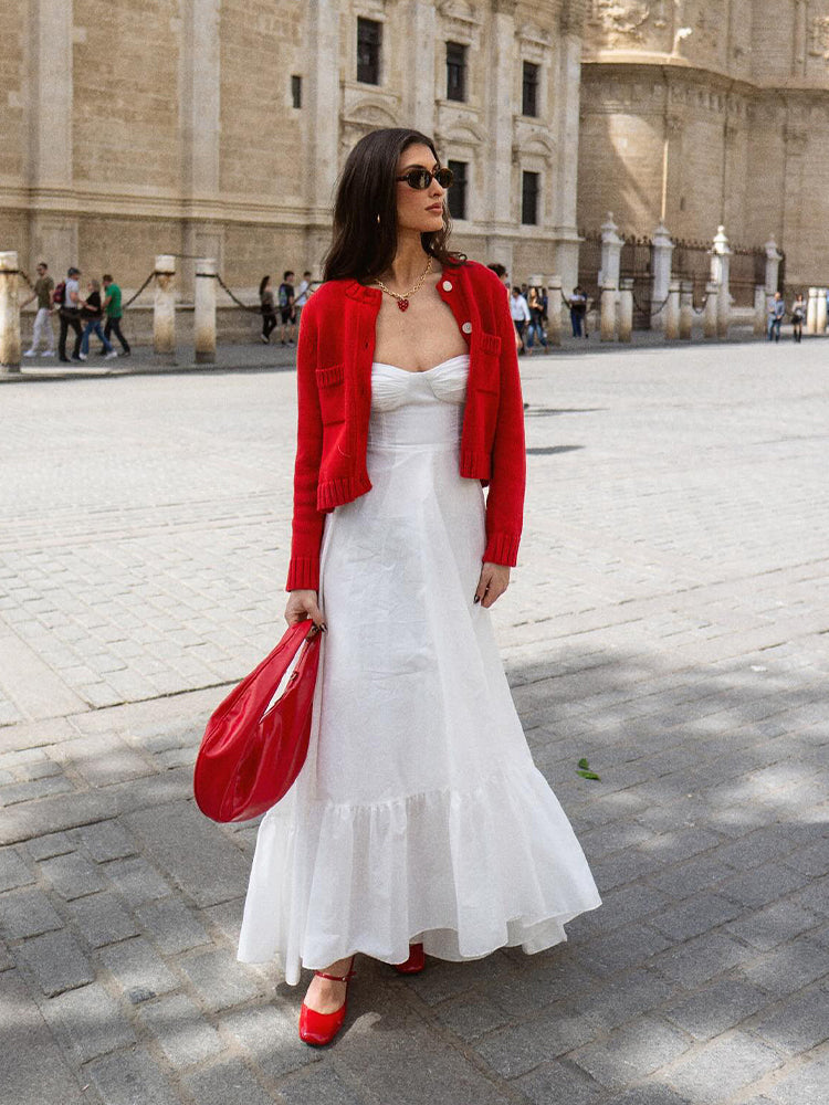 Robe d'été longue longue en blanc