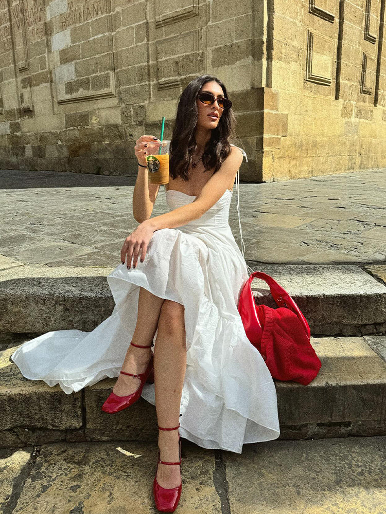 Long Maxi Sundress in White