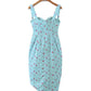 Side Ruched Button Up Vintage Boho Summer Dress Women Sleeveless Tank Slip Maxi Dress Blue Floral Chiffon Beach Dress