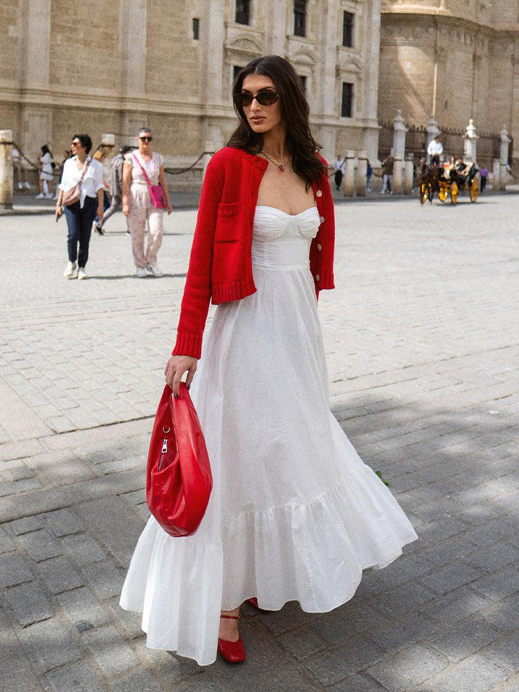 Robe d'été longue longue en blanc