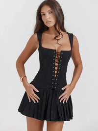 Women's Lace-Up Corset Mini Dress