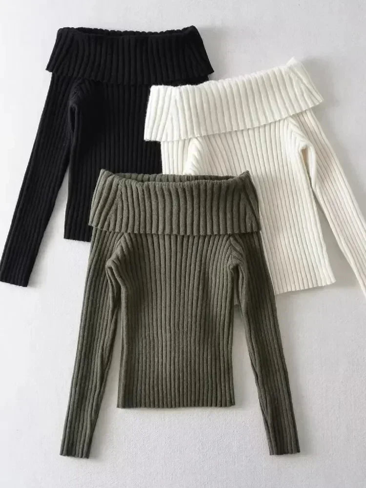 Women's Off Shoulder Pullover Sweater