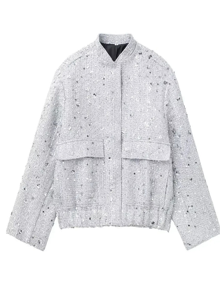 Women's Sequined Bomber Jacket