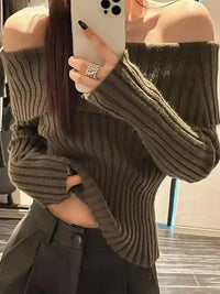 Women's Off Shoulder Pullover Sweater