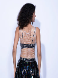 Rhinestones Fashion Solid Backless Straps Full Diamonds Sequins Tank Top