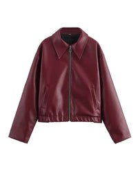 Women's Faux Leather Zipper Jacket