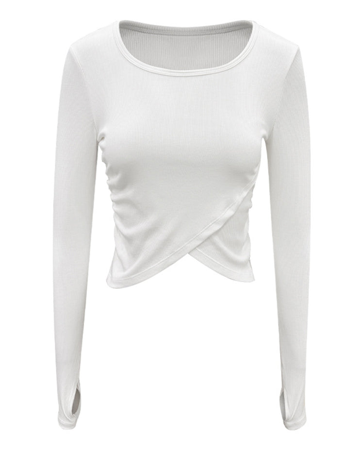 Dames Cross Front Lange Mouw Sport Top