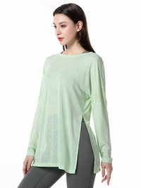 Women Loose Yoga Wear Long Sleeve Smock Top