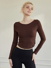 Long Sleeve Sports Top with Open Back