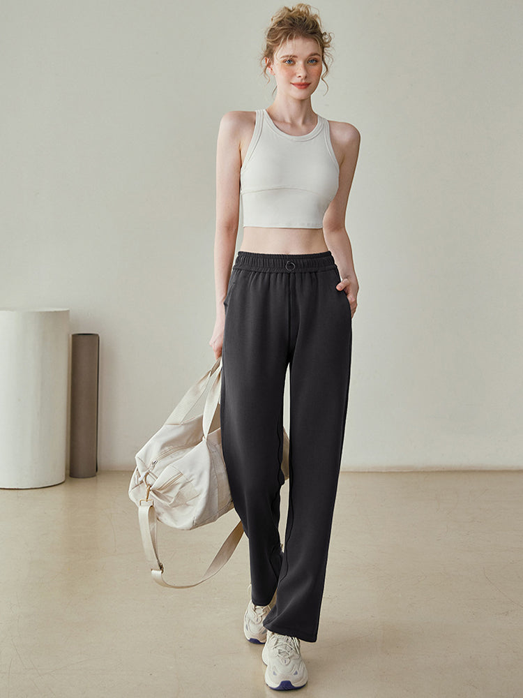 Drawstring Waist Wide Leg Joggers