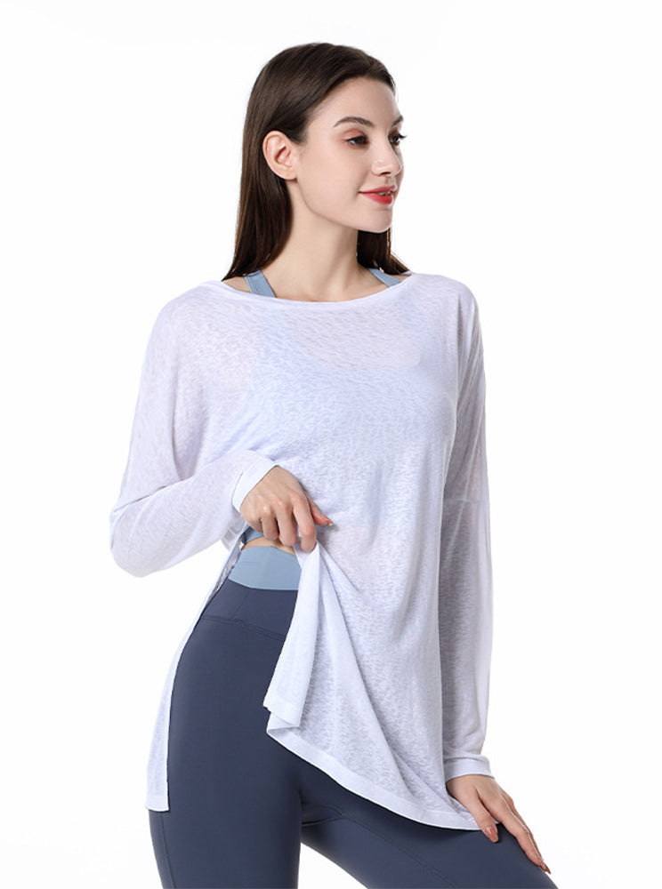 Vrouwen Losse Yogakleding Lange Mouw Smock Top