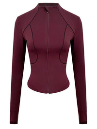 Long Sleeve Zipper Up Collar Athletic Wear