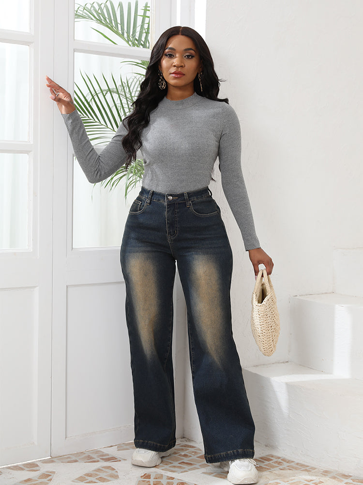 High-Waisted Fleece-Lined  Jeans