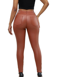 High-Waisted Faux Leather Skinny Pants