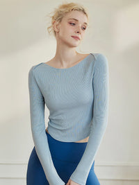 Long Sleeve Sports Top with Open Back