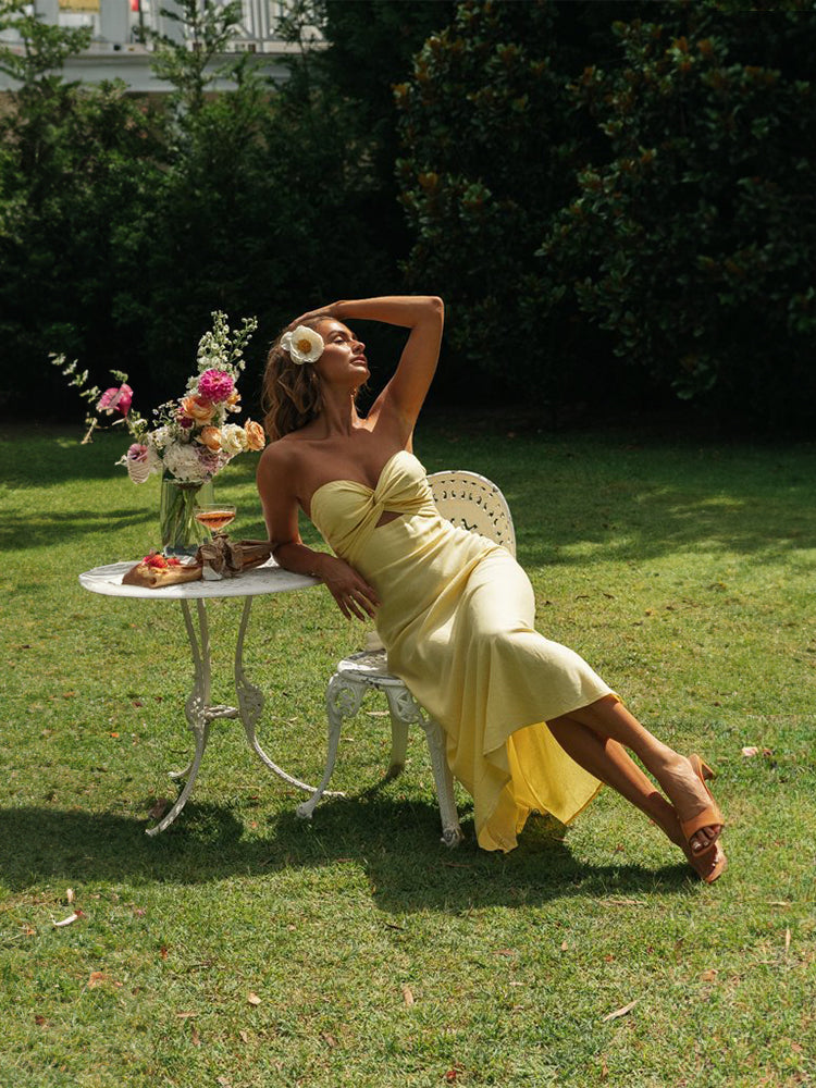 Strapless Sundress with Bowknot Detailing