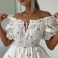White Summer Women's Dress Strawberry Printed Vintage Short Dress