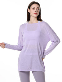 Women Loose Yoga Wear Long Sleeve Smock Top