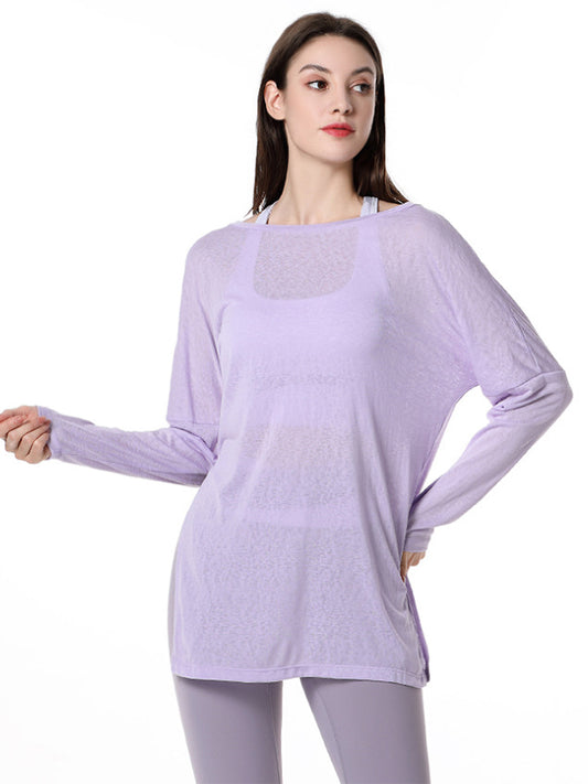 Vrouwen Losse Yogakleding Lange Mouw Smock Top