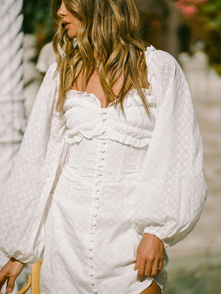 White Cotton and Lace Beach Sundress