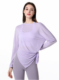 Women Loose Yoga Wear Long Sleeve Smock Top