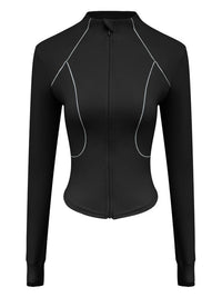 Long Sleeve Zipper Up Collar Athletic Wear