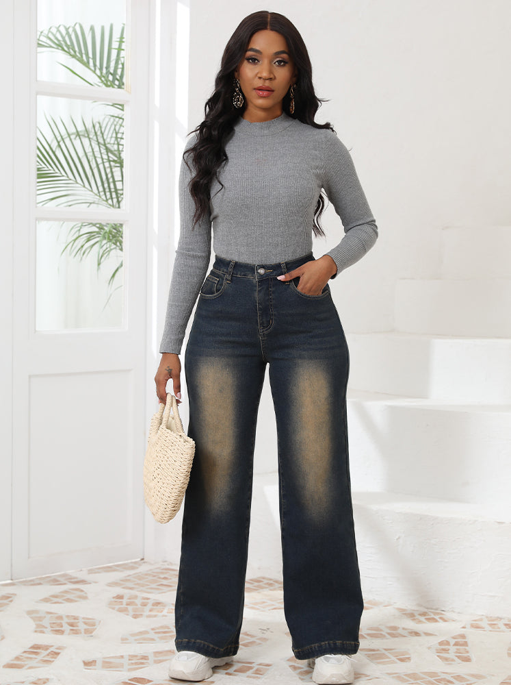 High-Waisted Fleece-Lined  Jeans