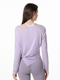 Women Loose Yoga Wear Long Sleeve Smock Top