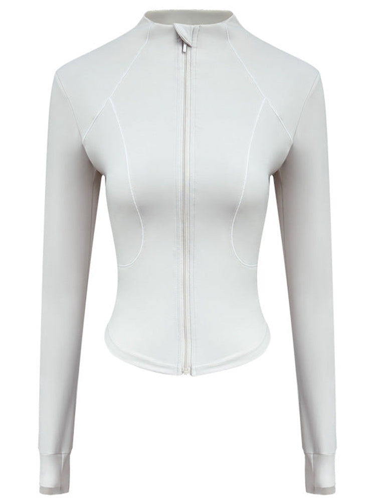 Long Sleeve Zipper Up Collar Athletic Wear